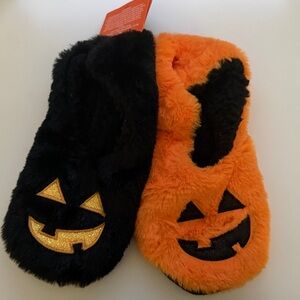 Festive Pumpkin Slippers - Black and Orange